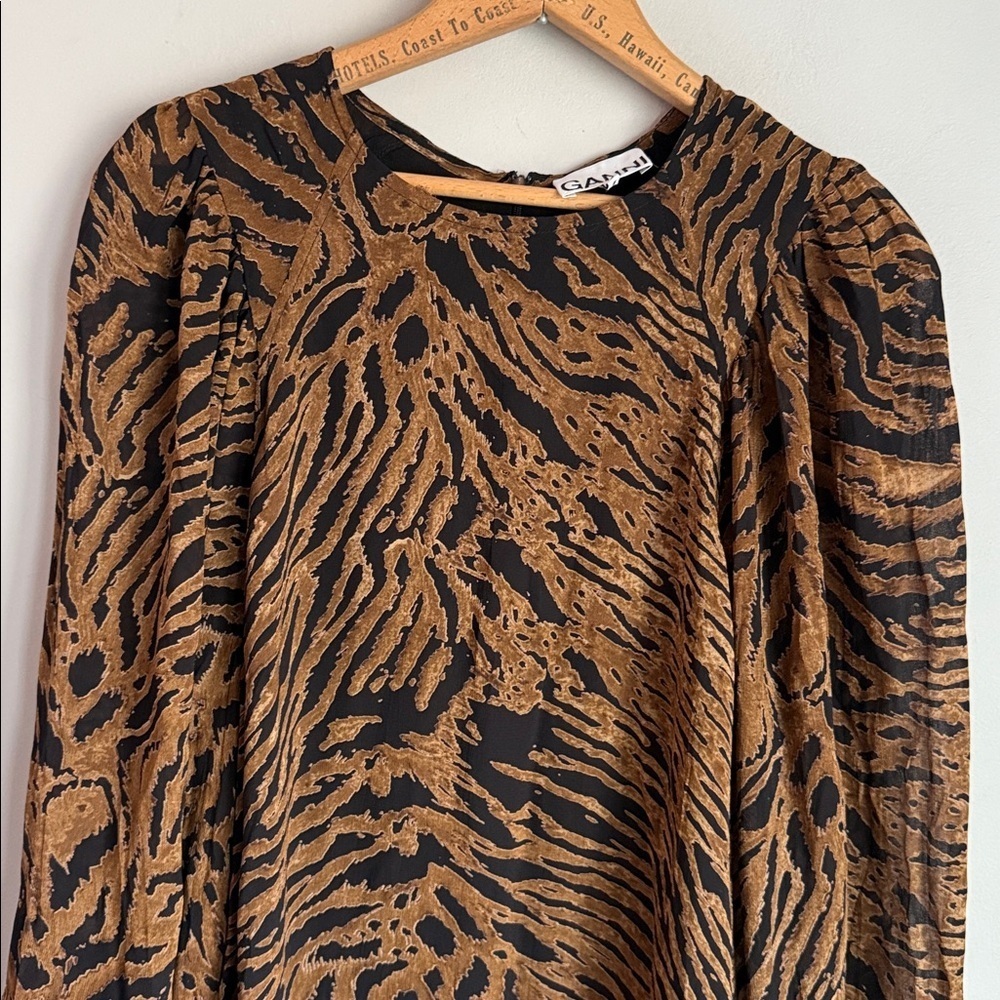 GANNI PRINTED GEORGETTE DRESS TIGER - Picture 5 of 15